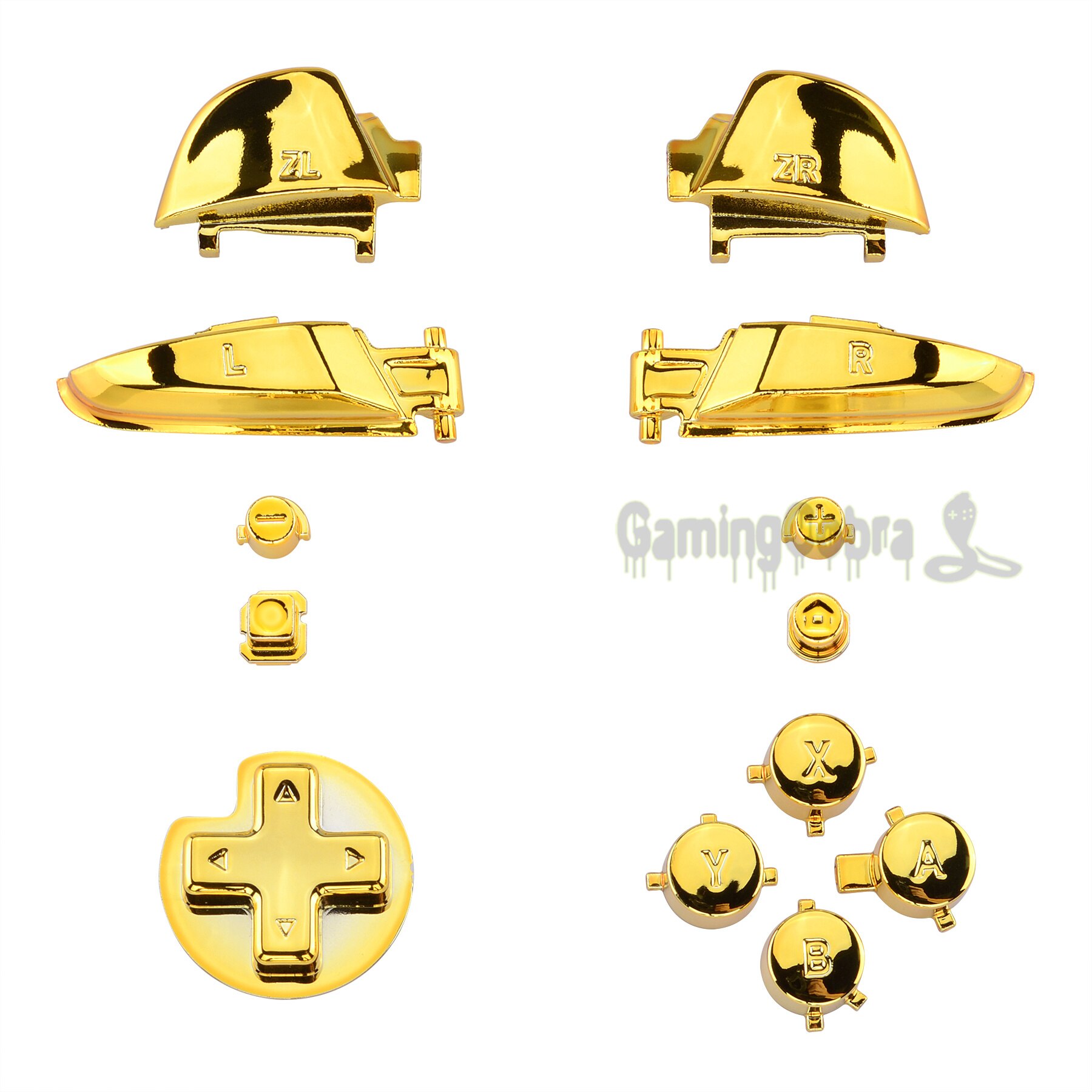 eXtremeRate Repair ABXY D-pad ZR ZL L R Keys Replacement Full Set Buttons with Tools for Nintendo Switch Pro Controller: Chrome Gold