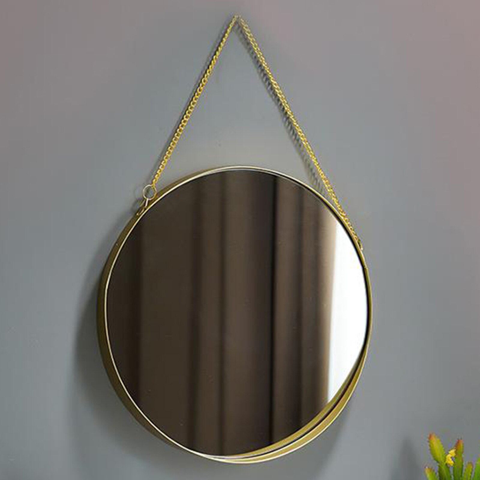 Miroir suspendu rond or géométrie décorative miroir mural avec chaîne