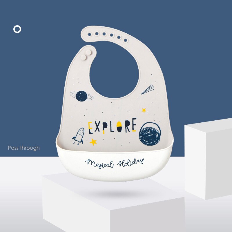 Karikatur Regenbogen Wasserdichte Silikon Baby Lätzchen Mit Tasche Weiche Kleinkind Baby Fütterung Sachen Einstellbare Lätzchen: 04