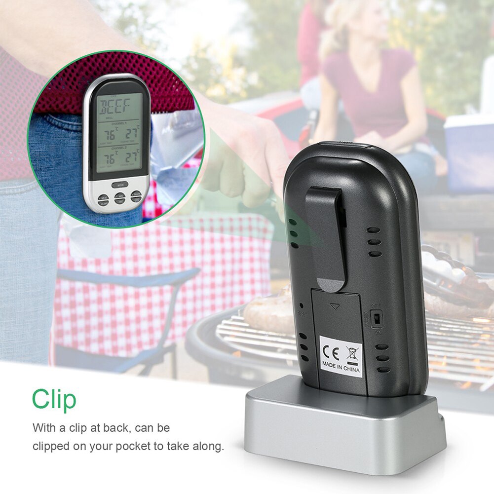 Wireless Remote Meat Thermometer Dual Probe Digital Backlight Cooking Oven BBQ Kitchen Food Thermometer Grilling Barbecue