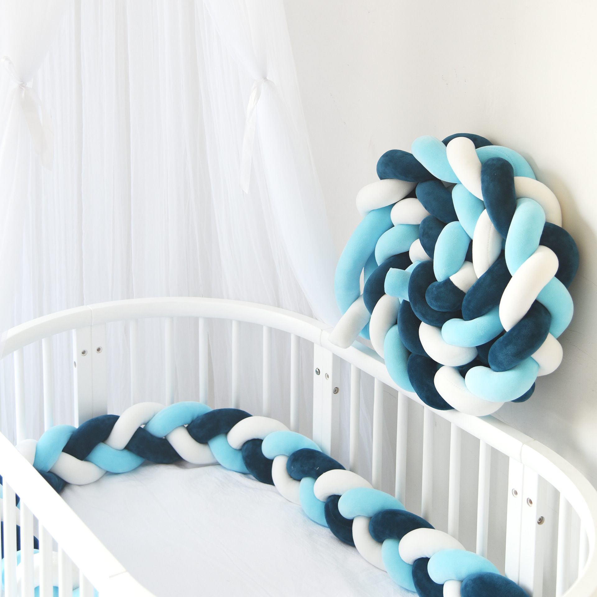 3M Lengte Katoen Weave Pluche Knoop Kamer Decoratie Meisje Kinderkamer Berço De Bebe Protector De Cuna