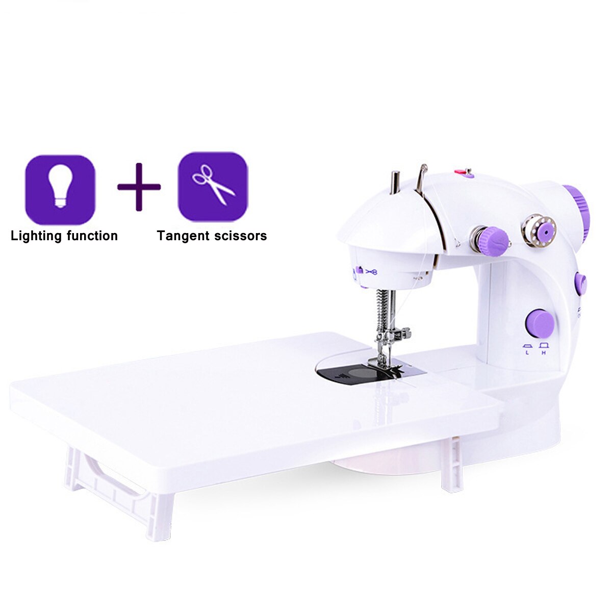 Sewing Machine Portable Desktop Mini Handheld Stitch Sew needlework Clothes Fabrics Electric Sewing Machine for Home with light