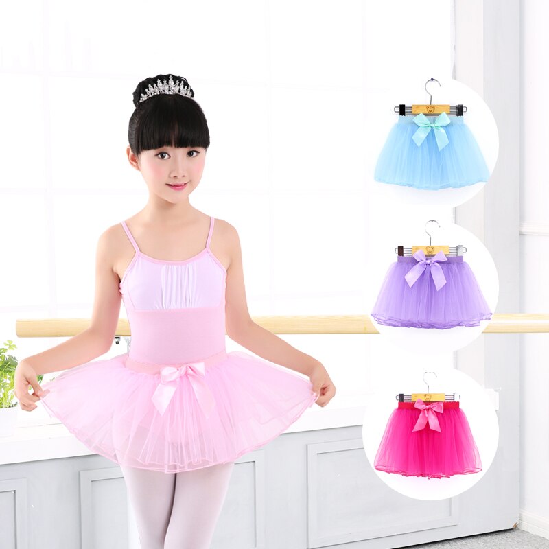 Girls ballet dance skirt black short skirt performance dance skirt bow elastic waist