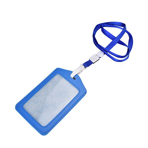 PU Leather Neck Strap Card Holder Bus ID Card Holder Business Card Case with Lanyard Credit Card Cover Metal Credit NFC Holder: Light Blue