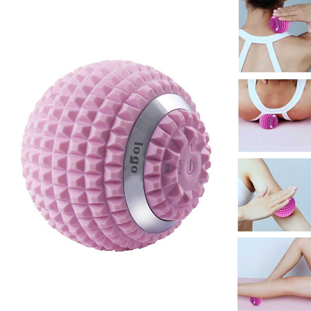 Silicone Massage Ball, Washable Deep Tissue 3 Speed High Intensity Vibrating Massage Roller Muscle Relax, Exercise Warm Up Ball: Pink