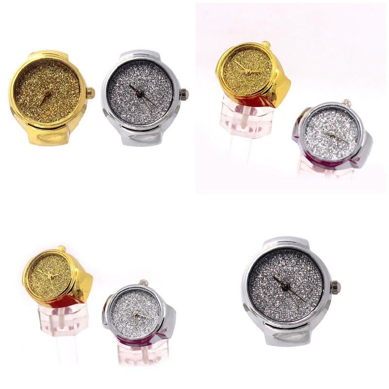 Unisex stål rund elastisk kvarts fingerring ur shine skive ring ure smykker @ 17 lxh