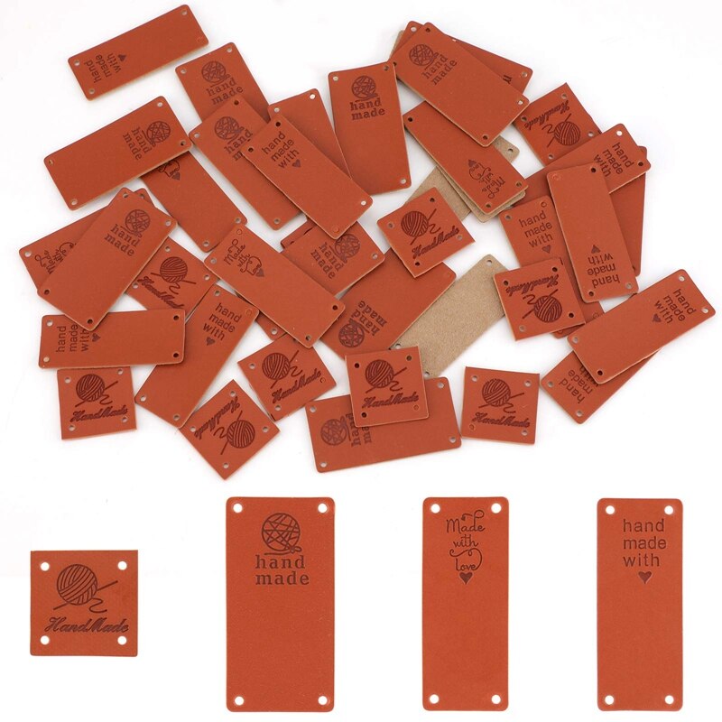 étiquettes Trouées Couture 60 étiquettes Cuir PU Fait Main - Lot D' étiquettes Couture Pour Vêtements Et Accessoires Etiquette Vetement Personnalisé