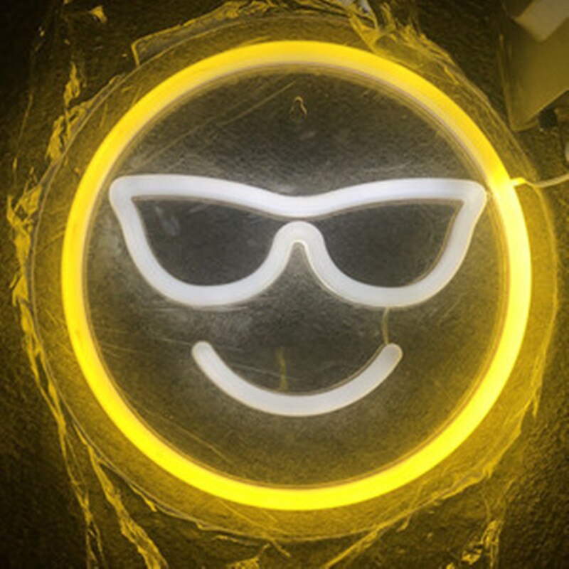 Smiley-lampe Led néon pour fêtes de noël, panneau lumineux suspendu pour décoration de maison, alimenté par USB