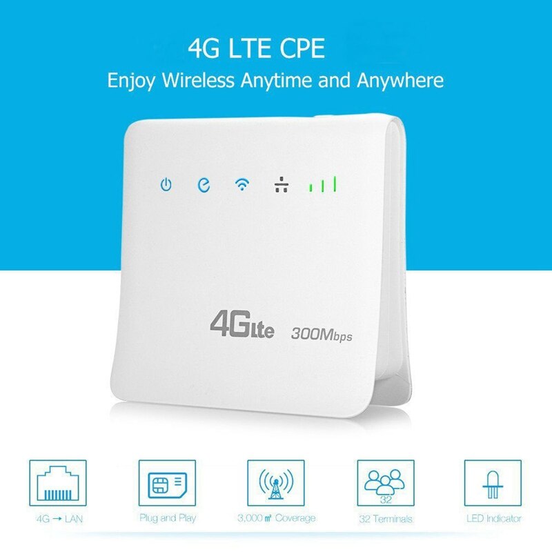 300Mbps Wifi Routers 4G Lte Cpe Mobiele Router Met Lan-poort Ondersteuning Sim-kaart Draagbare Draadloze Wifi Router-Eu Plug: Default Title