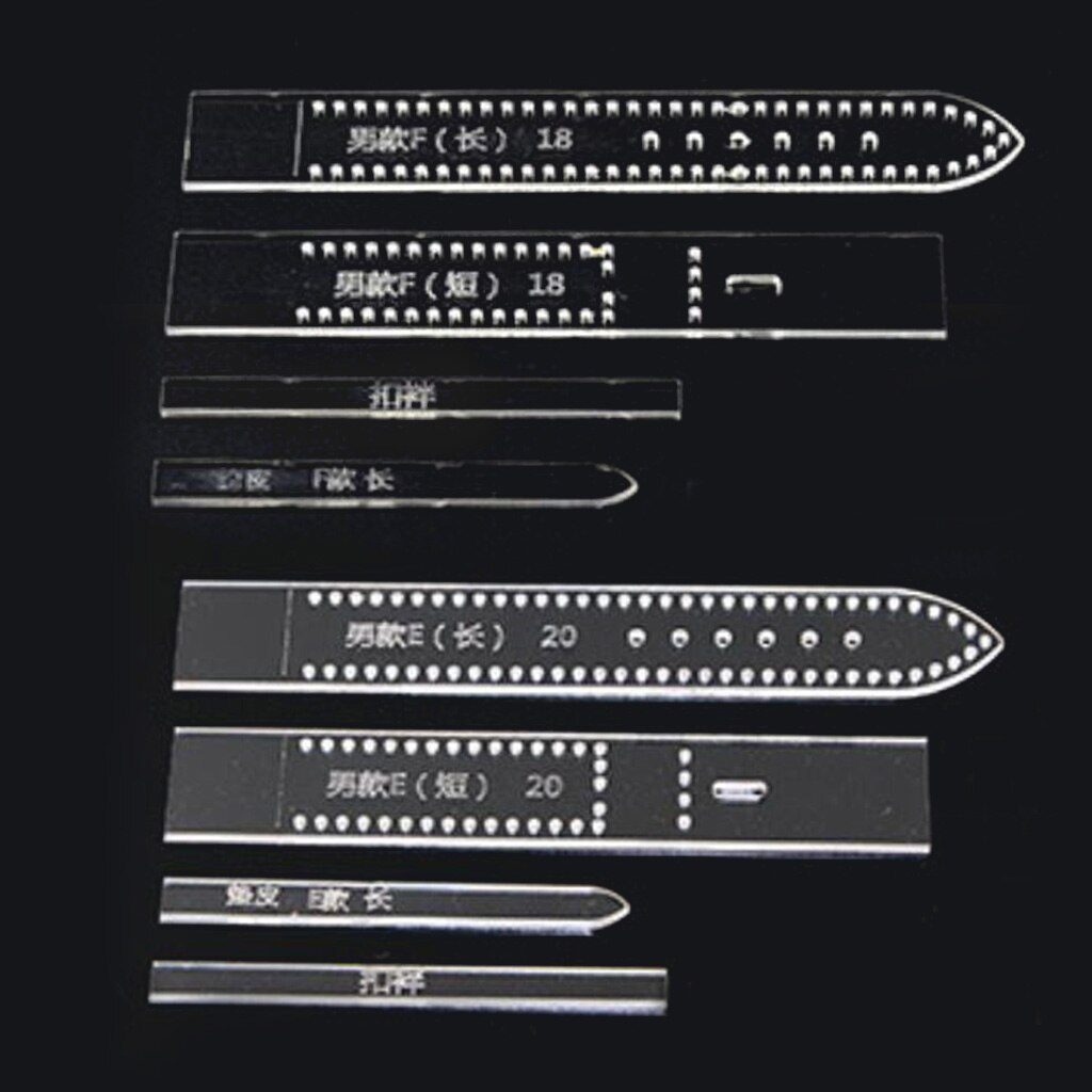 4 unids/set de plantillas de correa de reloj acrílicas para manualidades de cuero, 18mm/20mm, DIY