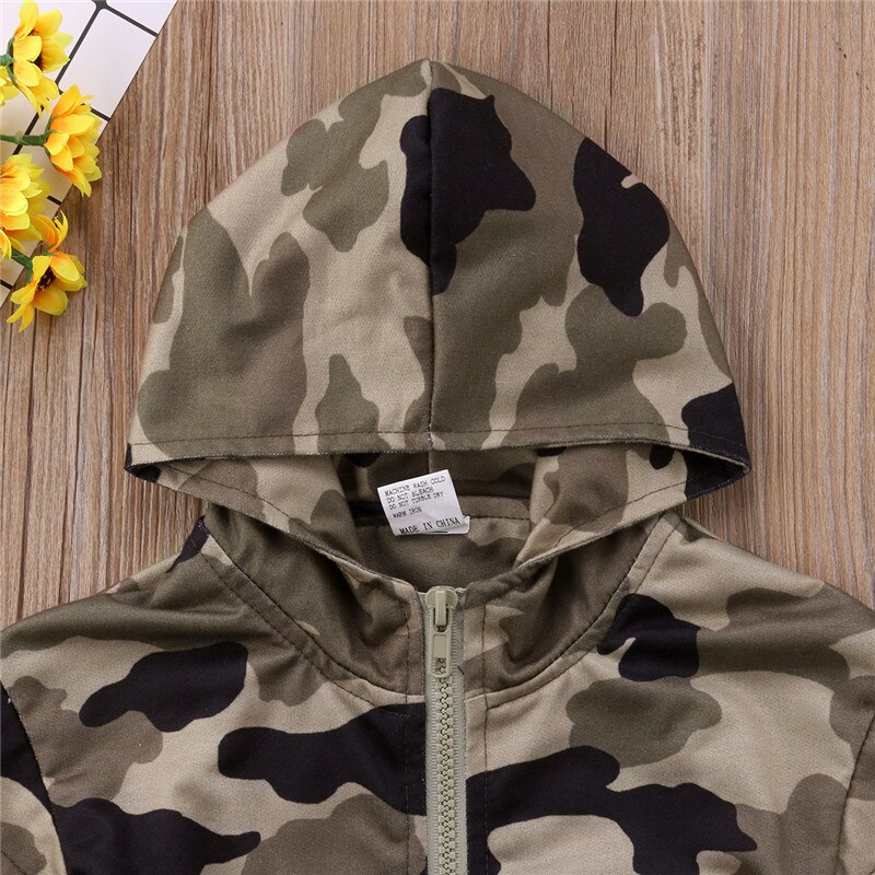 Winter Herfst Warm Peuter Kids Jongens Jas Meisjes Jassen Zip Lange Mouw Camo Hooded Tops Jasje Hoodies