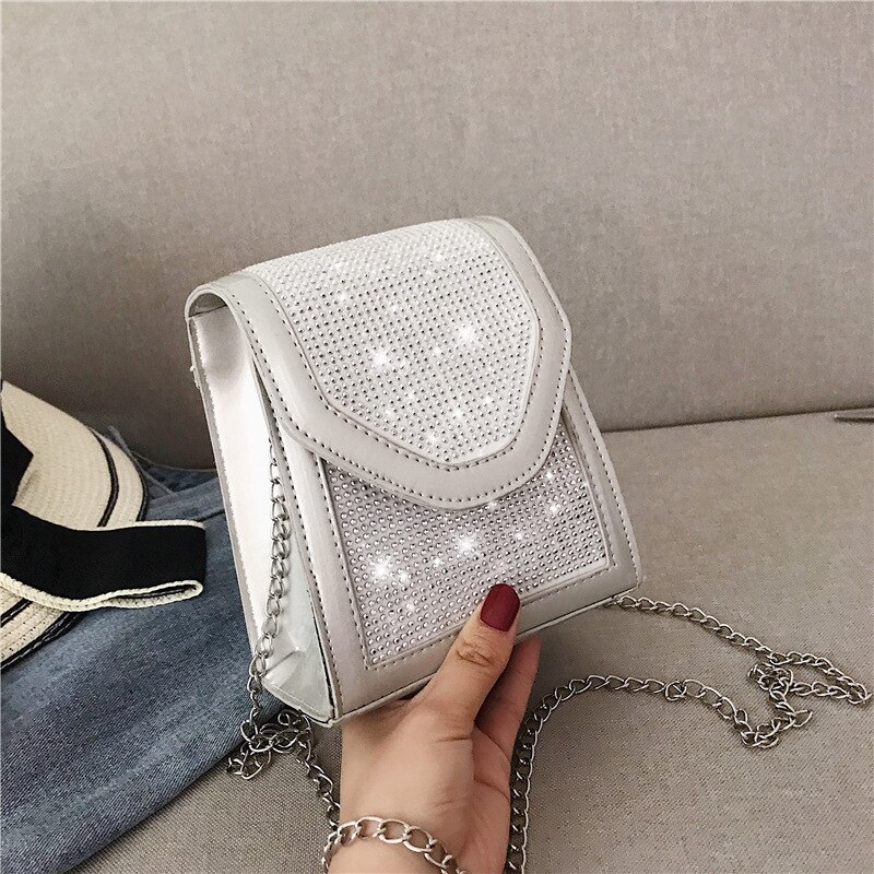 Yl transparante jelly parel clip tas zomer pvc dames handtas ketting mini schoudertas messenger bag: Zilver