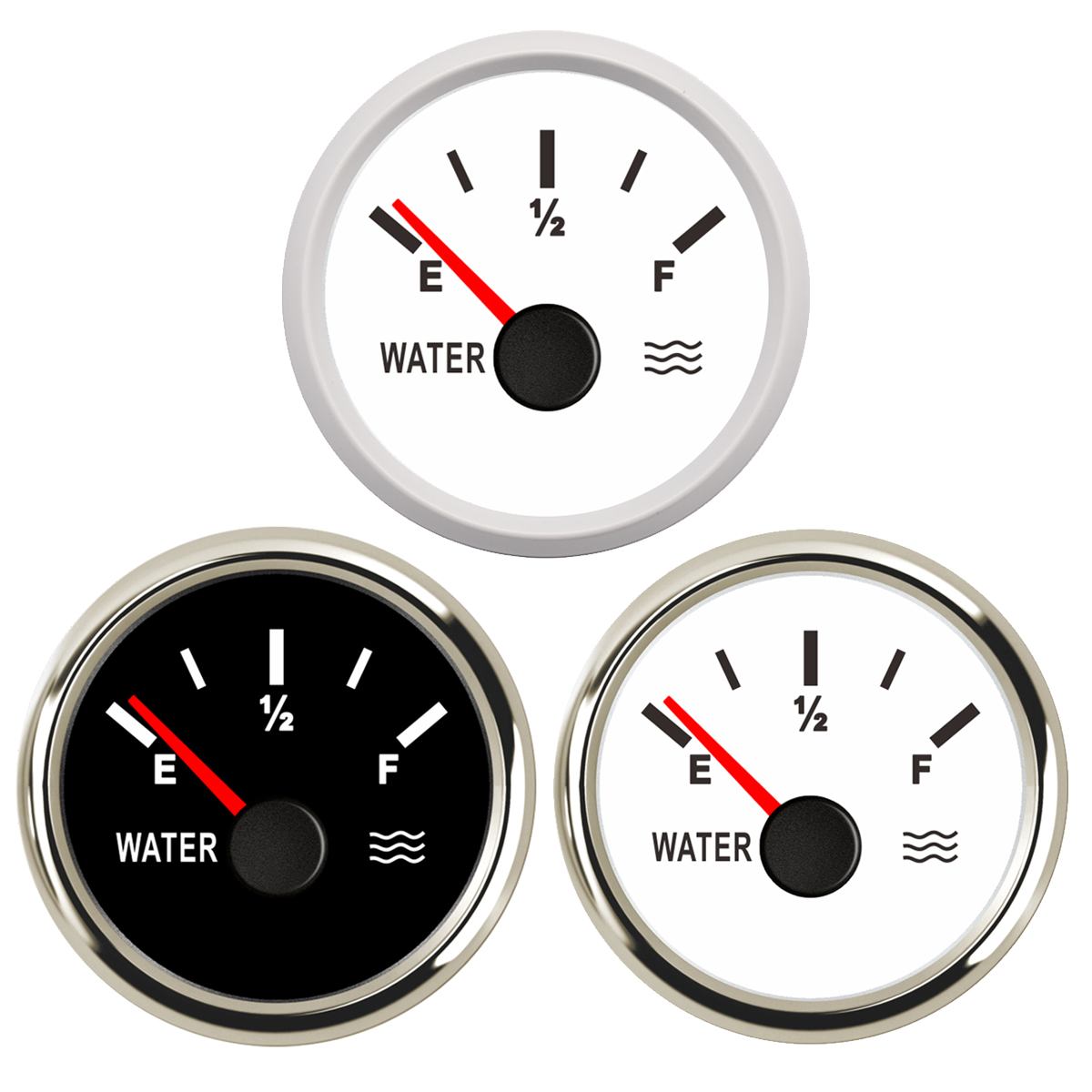 52mm 0-190ohms ship water level gauge stainless steel ship water tank level gauge tool white/black durable