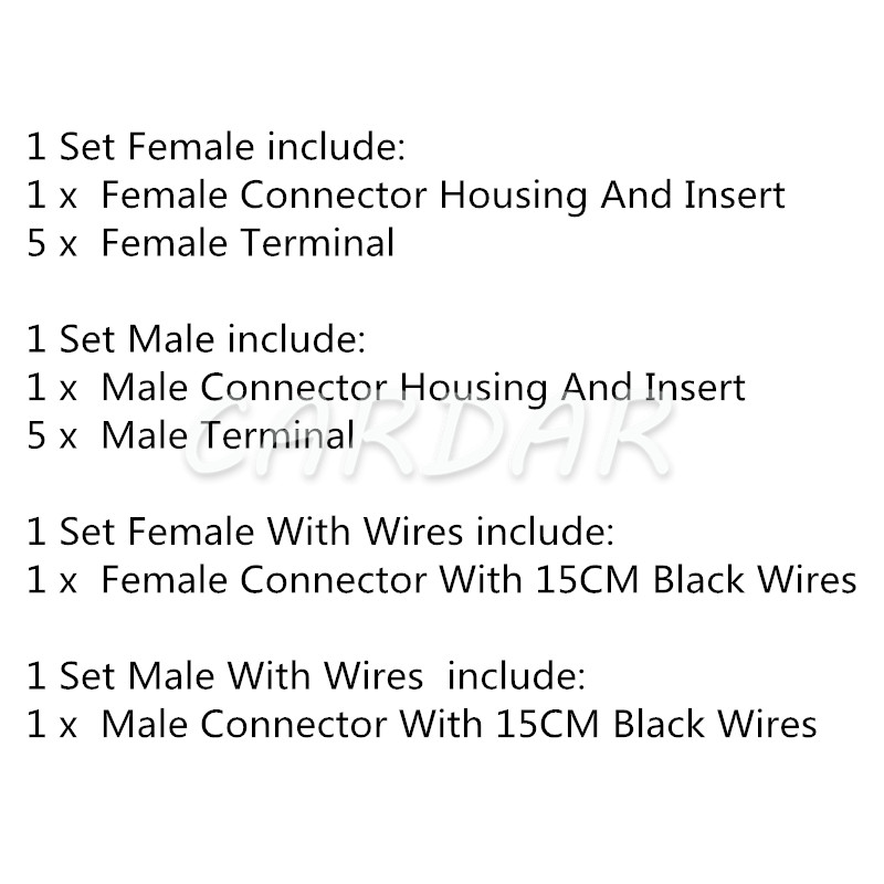 1 Set 5 Pin Auto Electric Connector Plug Wiring Harness Cable Waterproof Sockets