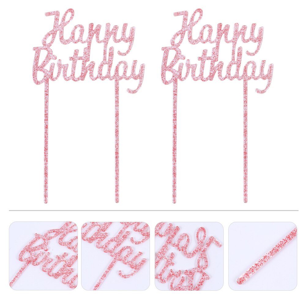 2pcs Acrylic Birthday Cake Topper Cake Decorations: Red