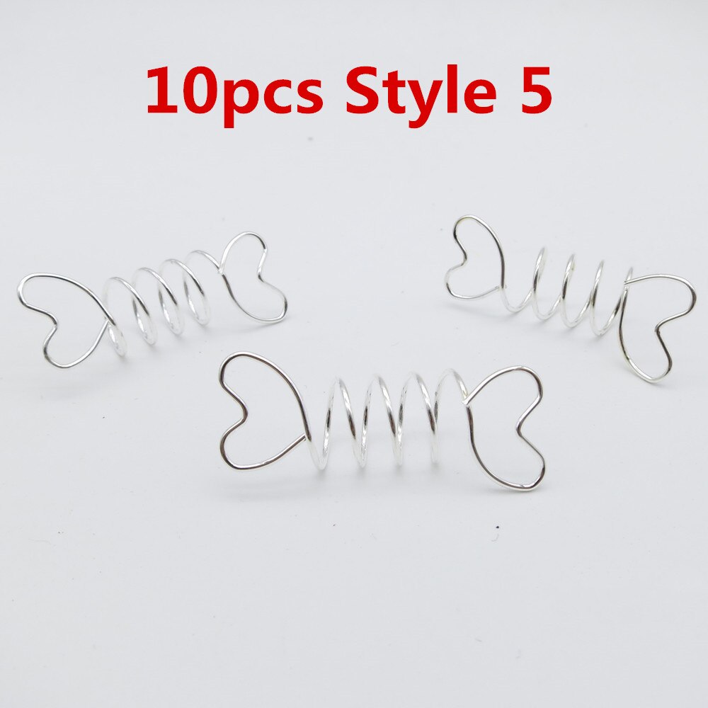Mèches spirales dorées/argentées 5 pièces/10 pièces | Tresses tubulaires de perles, dreadlock, clips pour hommes femmes, accessoires breloques: 10pcs Style 5