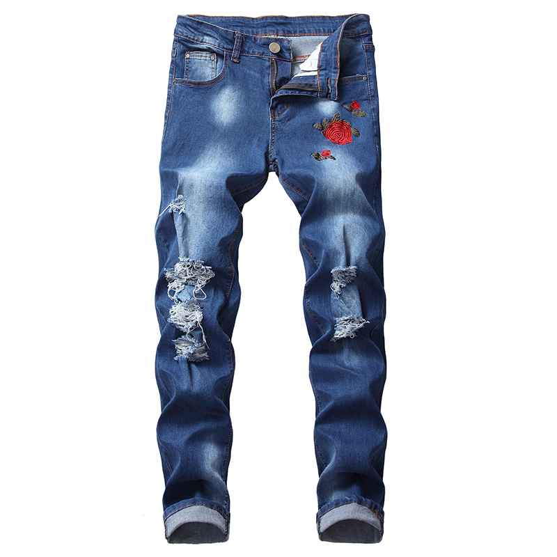Pantalones vaqueros rasgados para hombre, jeans ra... – Grandado