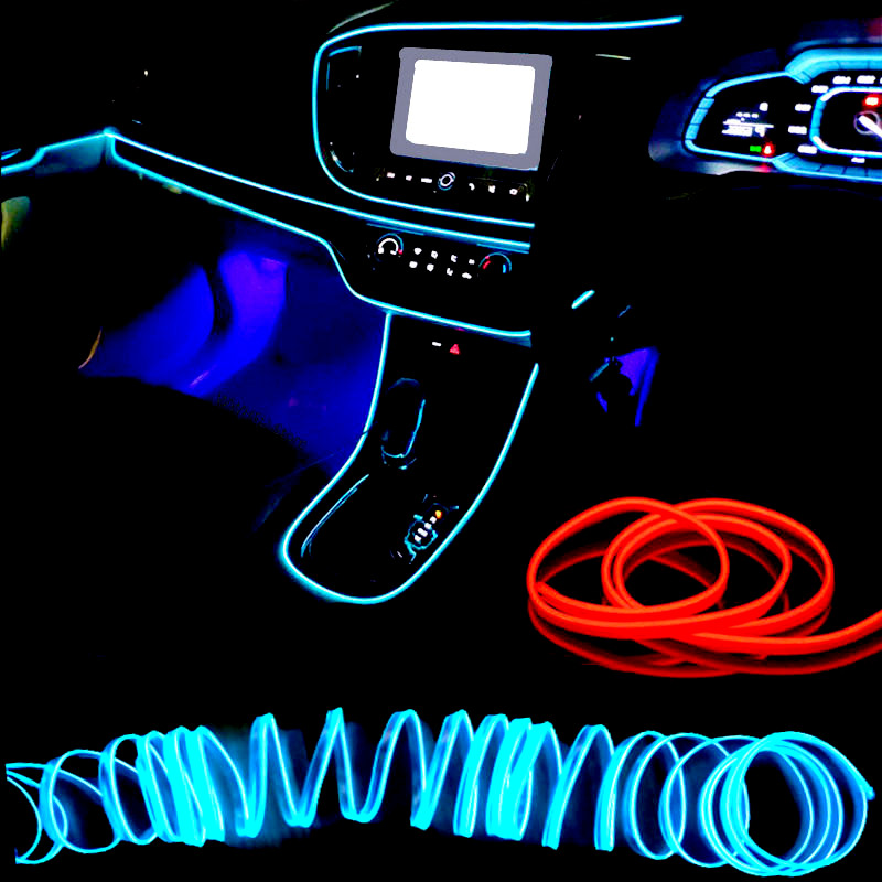 2M Auto Innen Dekorative Lampen Streifen Atmosphäbetreffend Lampe Kaltes Licht Dekorative Armaturenbrett Konsole Auto LED Umgebungs Lichter Adapter