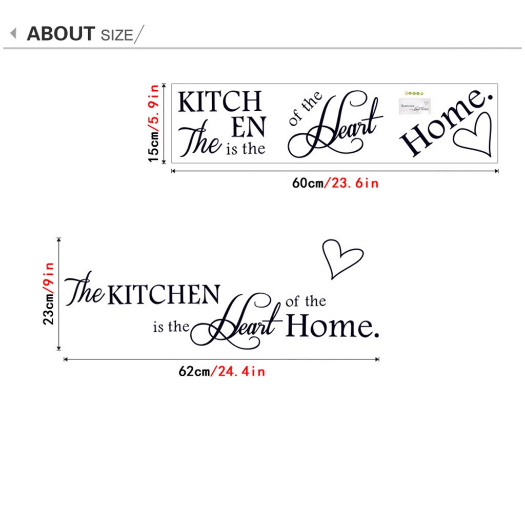 Keuken is Hart van het Huis Brief Quote Patroon Muurstickers PVC Verwisselbare Home Decor DIY Muurtattoo vinyl Art