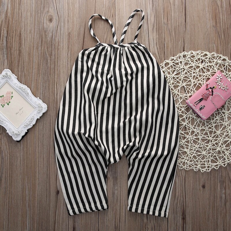 0-4T Chiffon Newborn Baby Boys Bib Pants Toddler straps Striped Long Pants Romper Summer Overalls Harem pants