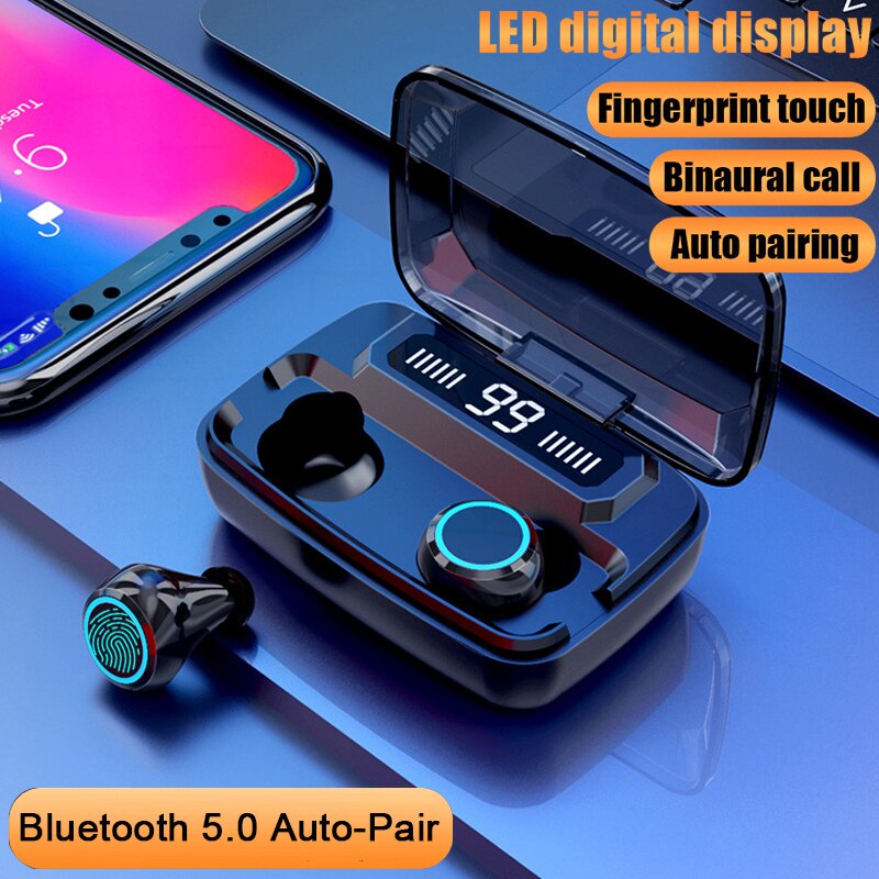 8D Drahtlose Kopfhörer Bluetooth Ohrhörer V5.0 Sport Drahtlose Kopfhörer LED Display Touch Control Stereo Headset mit Mikrofon