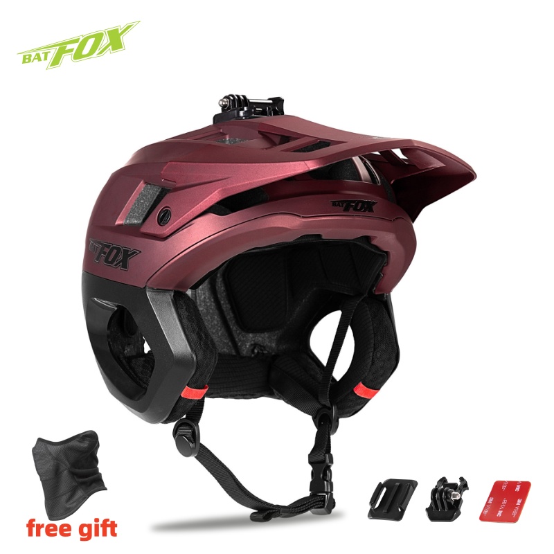 BATFOX 3/4 casco MTB todoterreno bicicleta ciclismo deportes carreras cuesta abajo casco de seguridad casco para hombres casco de ciclismo: M / Chocolate