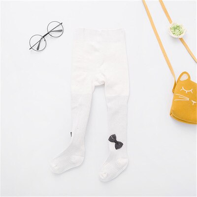 Baby Lente Herfst Winter Panty Baby Peuter Kid Meisje Pailletten Boog Kousen Katoen Warm Panty Solid Candy Kleur Panty: WHITE / 6 To 12Months