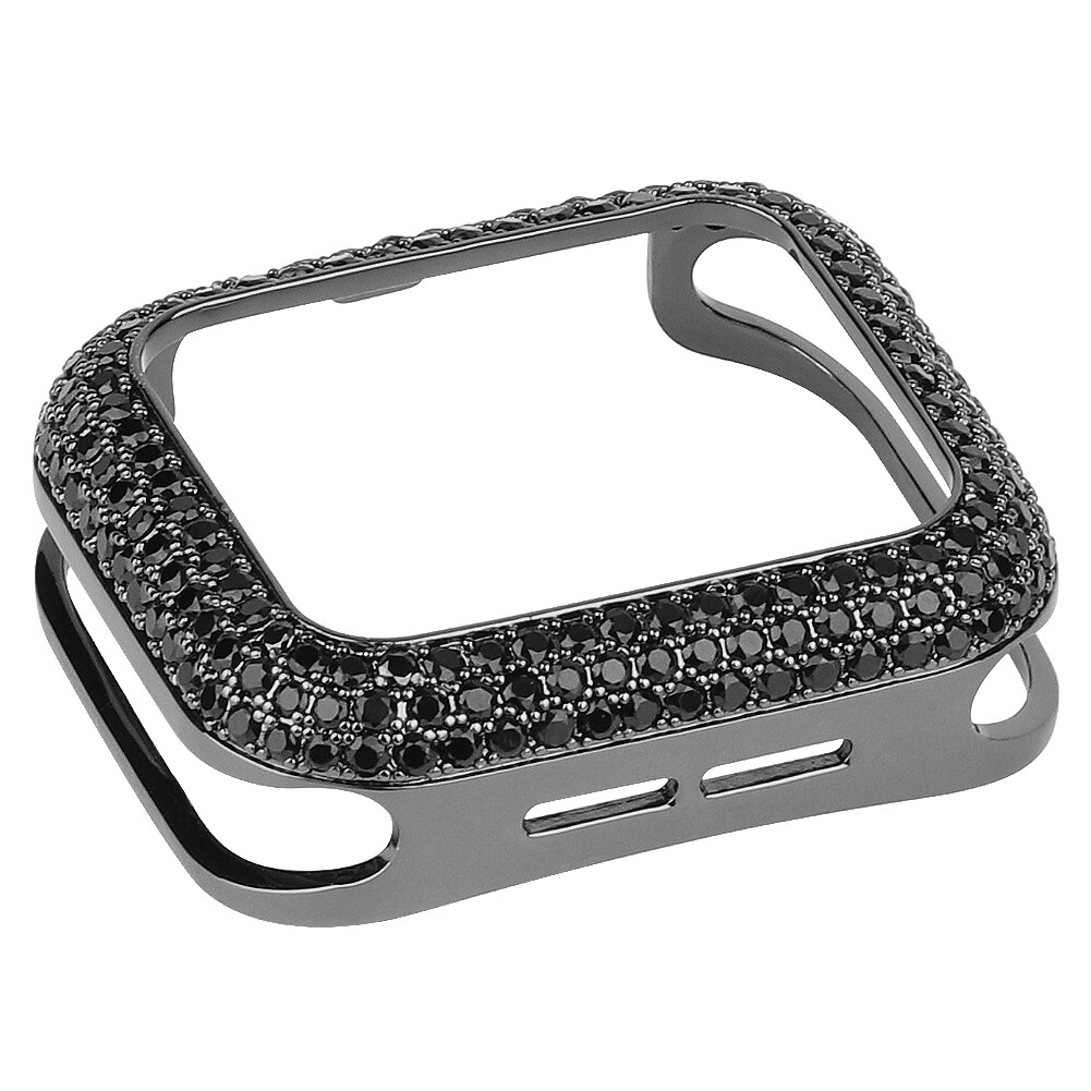 Luxury Metal Diamond Case For Apple Watch 38mm 40mm 42mm 44mm Watch Cover Shockproof Hard Shell For iWatch Series 6 5 4 3 2 1 SE: Black Black / 42mm