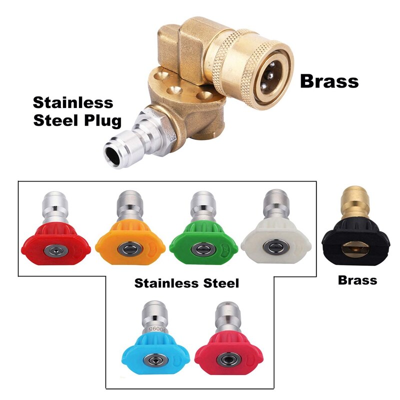 Sett til høytrykksvasker tilbehør , 180 gradere hurtigkobling svingekobling ,7 dyser, sprøytedyser, såpe og skylling j