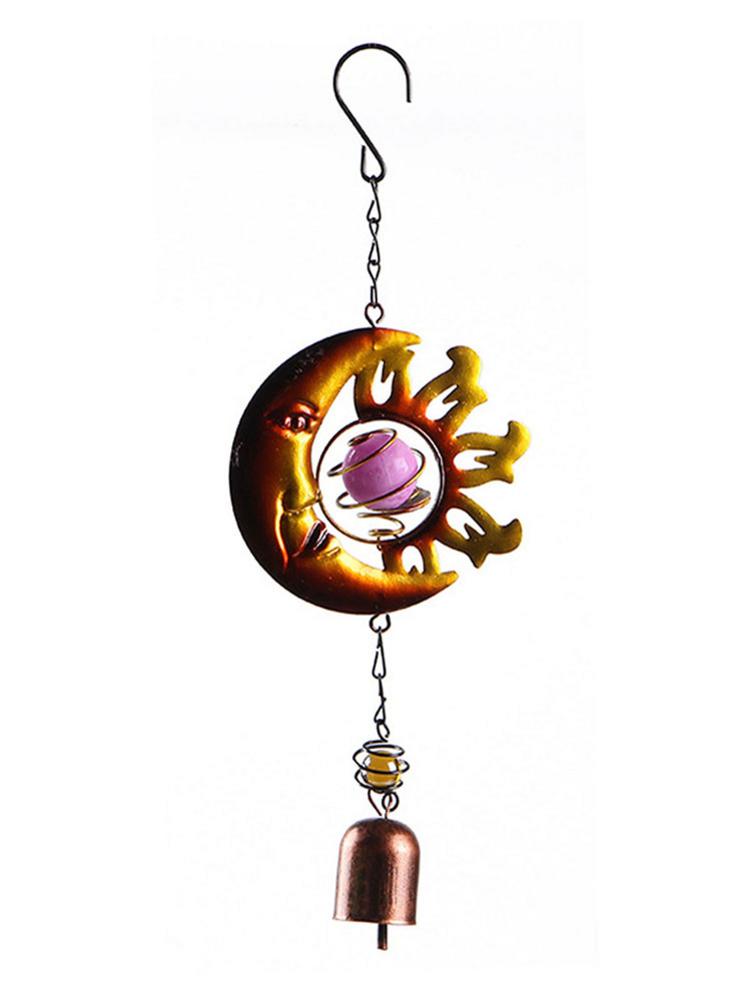 Wind Chimes Sun Moon Earth Wrought Iron Garden Decoration Luminous Pearl Earth Wrought Iron Wind Chimes For Garden Decoration