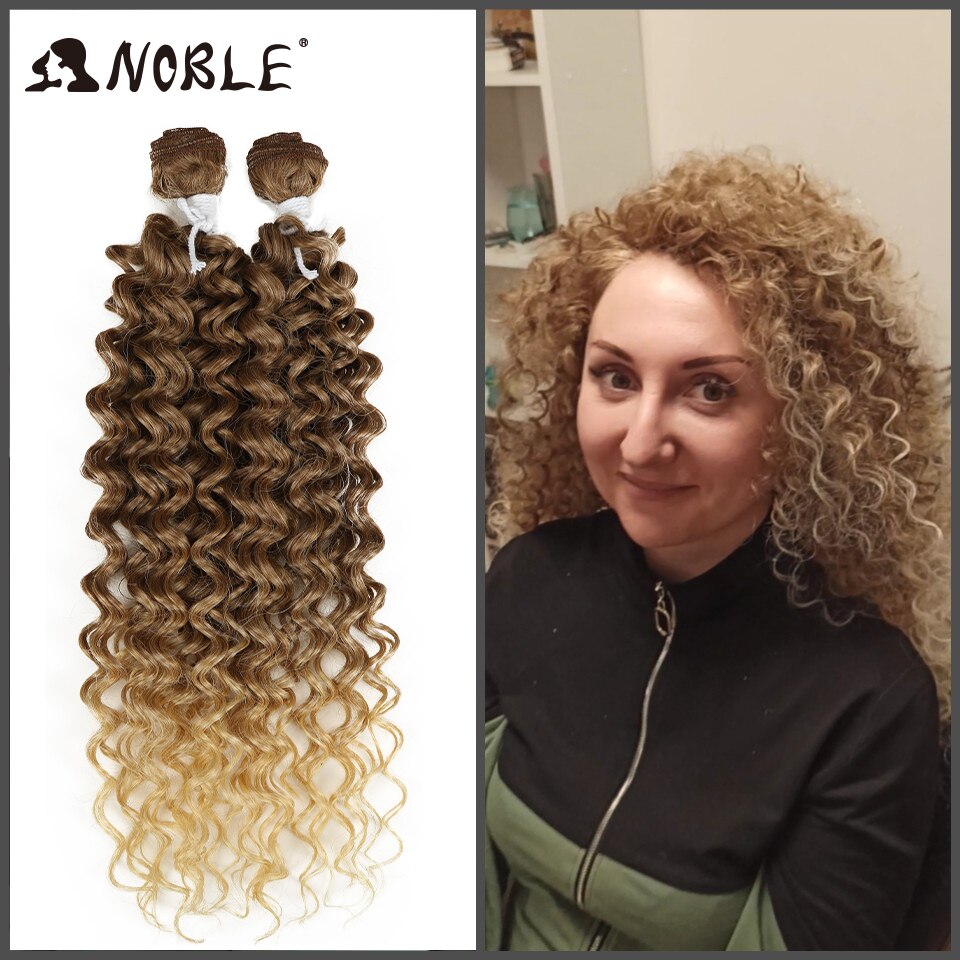 Noble Synthetisch Afro Kinky Krullend Haar Diepe Golf Haar Bundels Extensions Bruin Zachte Super Lang Haar Weave Haar Hittebestendige