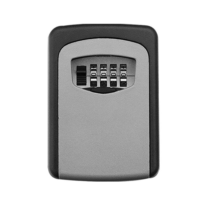 Wall Mounted Key Safe Box Aluminum Alloy Key Storage Box 4-Digit Combination Password Box for Indoor Outdoor Use: Gray