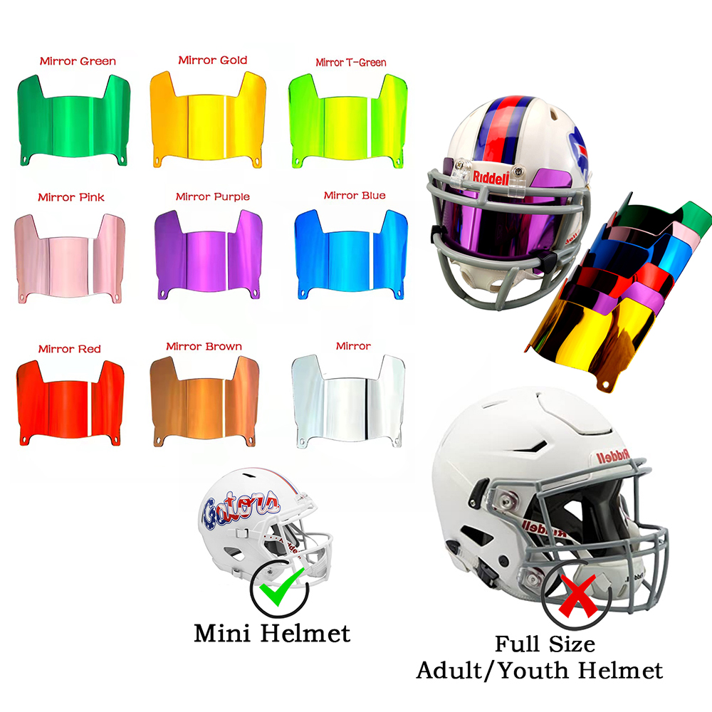 Mini Fotbollshjälm Visir Krom Spegel Ögonskydd med Skruvklämmor Universell Passform Minihjälm
