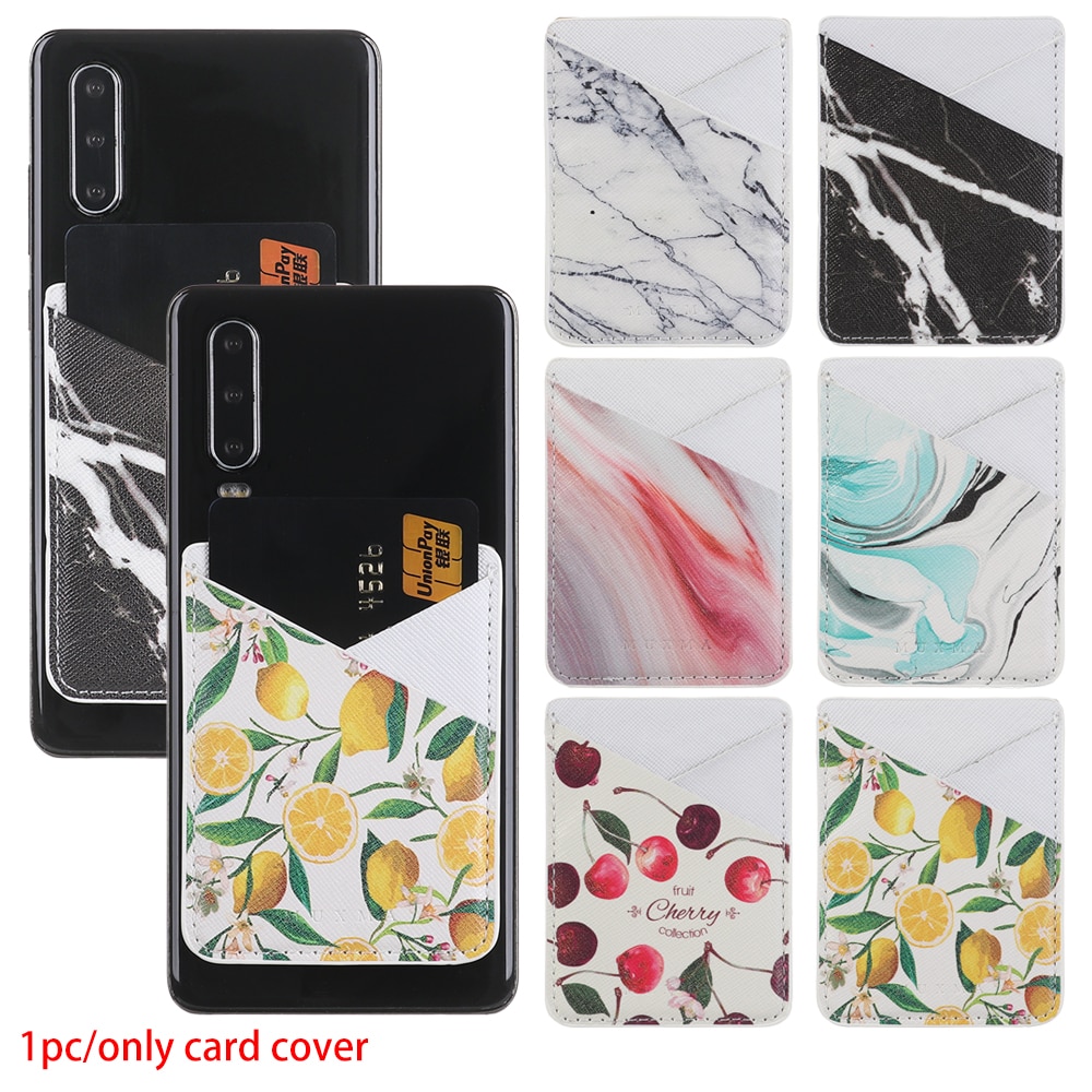 Pouch Cell Phone Storage Wallet Card Holder Universal Credit Card Adhesive Stick-on Back Pocket Sticker PU Leather