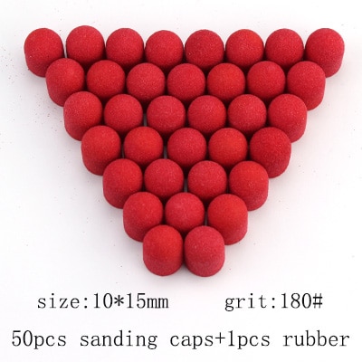 Fresas para pedicura y pedicura, 50 Uds. De fresas rojas para limar uñas 10x15/13x19, accesorios para manicura y pedicura: 180 Grit (10-15mm)