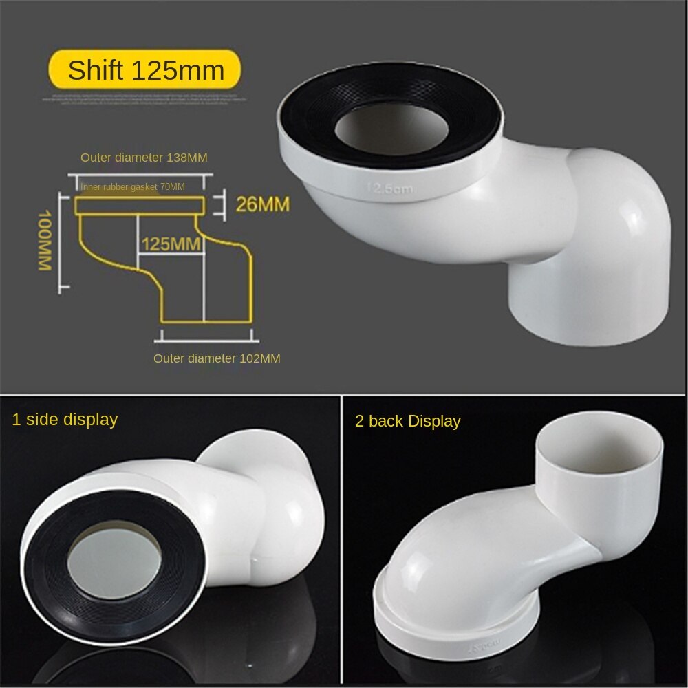 Toiletskifter toilet toilet tilbehør pvc downpipe shifter 2.5cm / 5cm / 10cm anti-blokering: Krom
