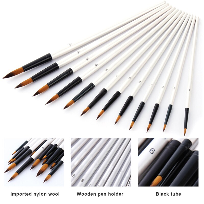 12pcs Artist Paint Brushes Set Acrylic Oil Watercolour Painting Craft Art Kit NDS