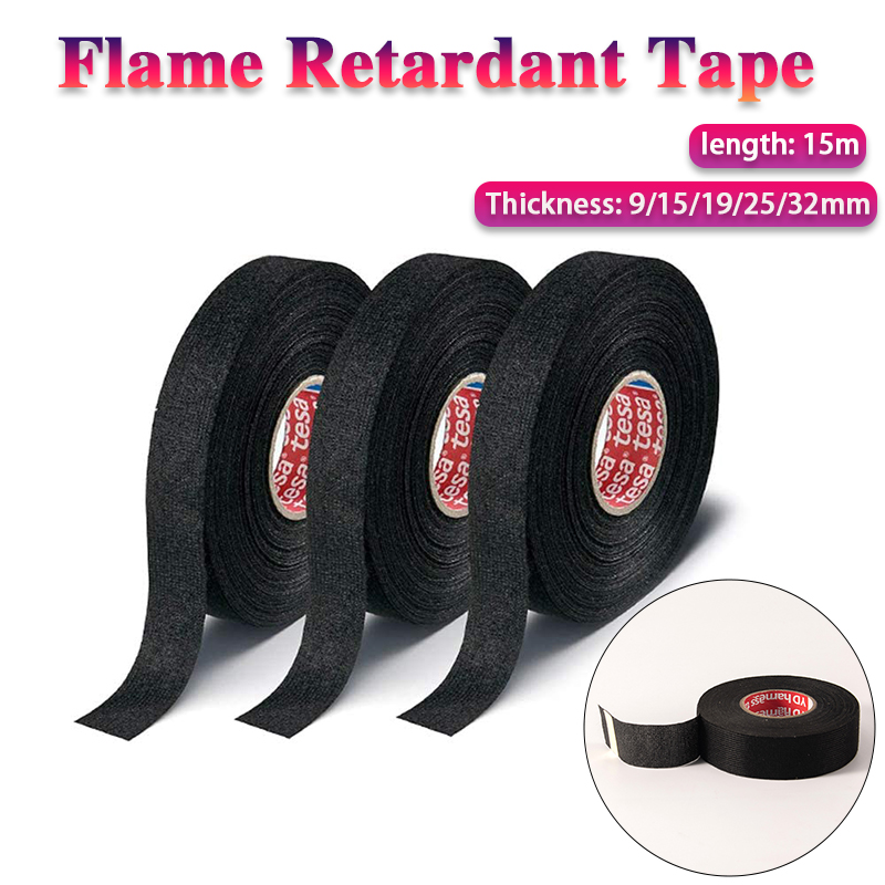 Hitzebeständiges, selbstklebendes Stoffband für Auto, Auto, Kabelbaum, Kabelbaum, Schutz, Breite 9/15/19/25/32 mm, Länge 15 m