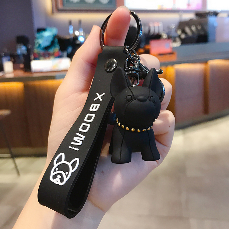 Fadou-Llavero de coche con forma de cachorro, exquisito colgante de bulldog de celebridad de Internet para mujer, colgante de mochila escolar para niños, llavero para amantes
