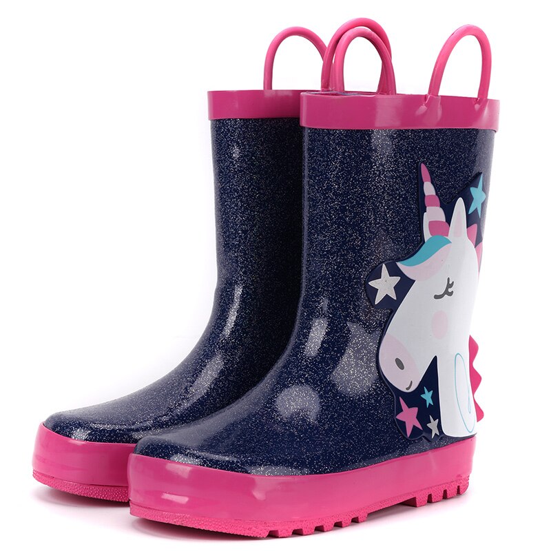 Kushyshoo crianças botas de chuva 3d estrela unicórnio botas de chuva crianças botas de água à prova dtoddler água criança menina botas de borracha designer botas: Default Title