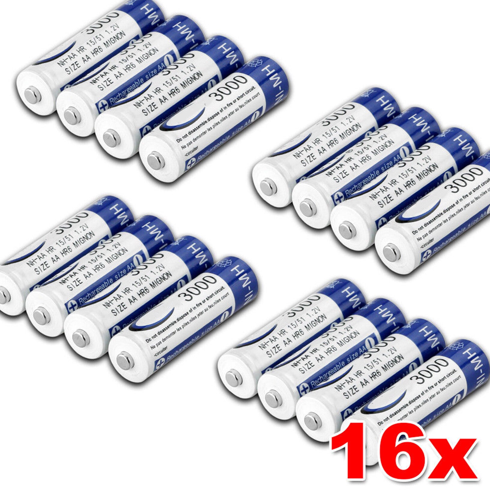 Aa 3000Mah Aaa 1000Mah Oplaadbare Batterij Ni-Mh 1.2V Oplaadbare Batterij Voor Led Licht Speelgoed mp3