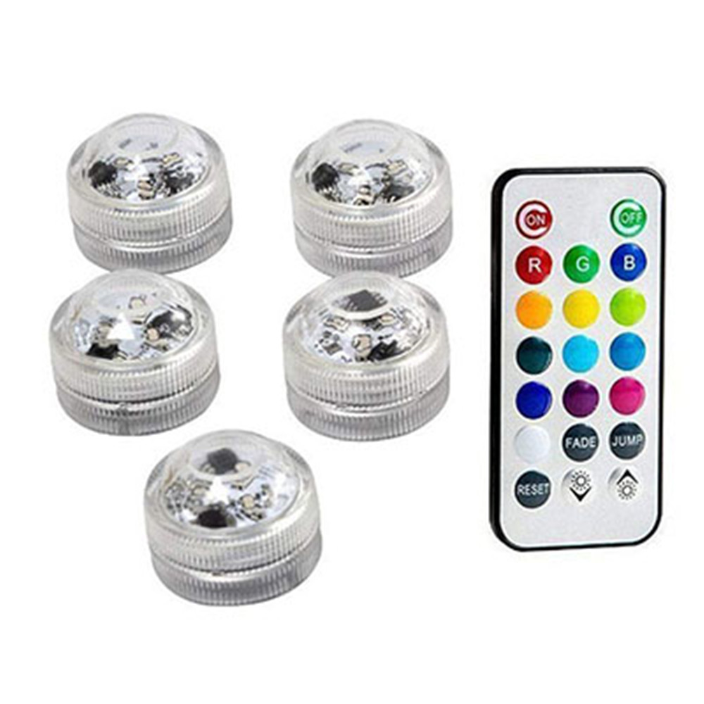 Battery Operated Multi Color Submersible LED Underwater Light for Fish Tank Pond Swimming Pool Wedding Party IP68 Waterproof: 5 lamp 1controller