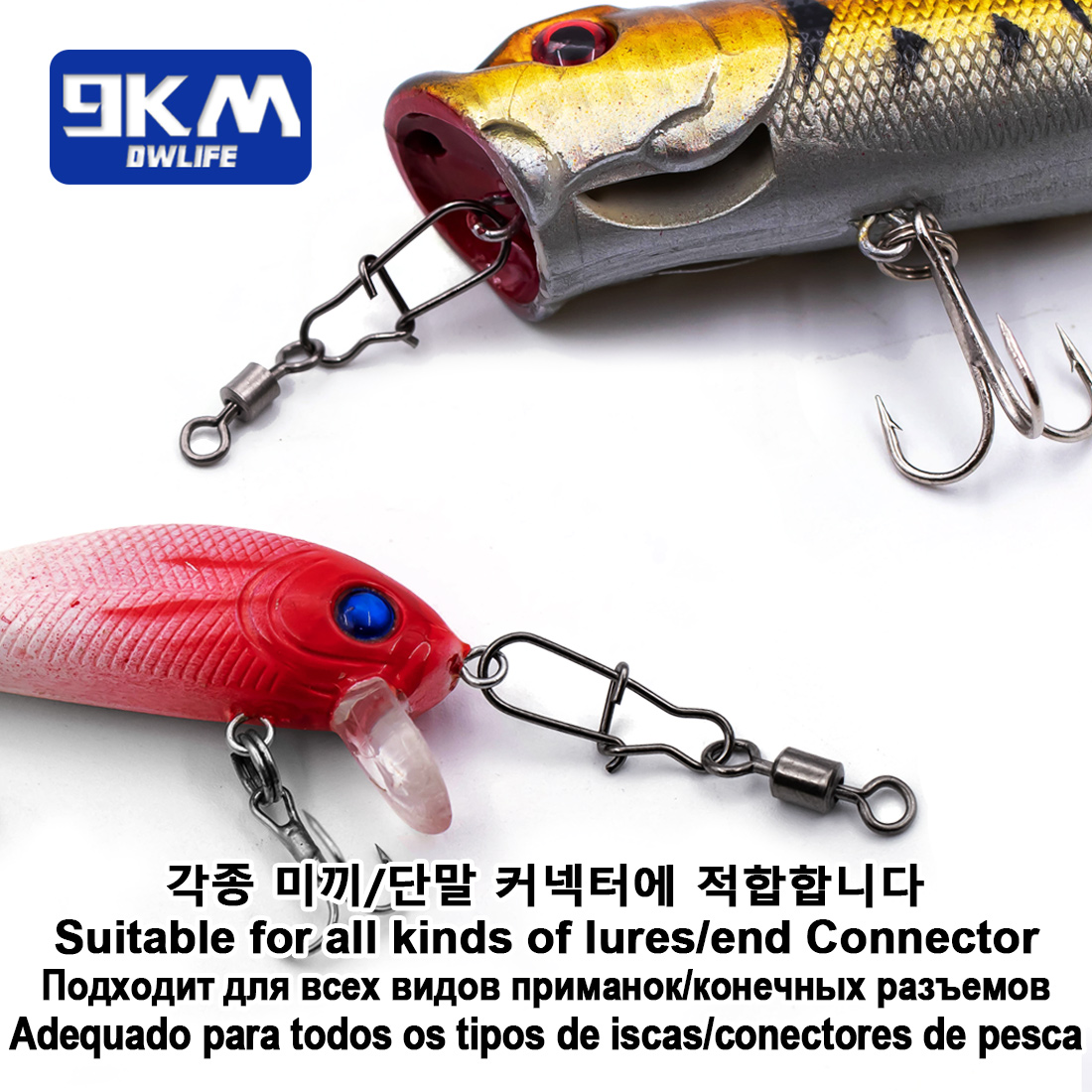 duo-låse snapp svivler 50 ~ 200 stk fiskesvivel snapp rustfritt rote saltvannsfiske rullende tønne svivelkoblinger takle