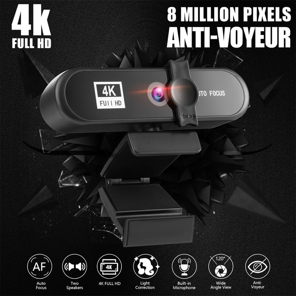 Webcam 2K 4K 1080P Web Cam PC Computer Camera Autofocus USB Web Camera Laptop Video Record With Mic For PC Conference Work Study