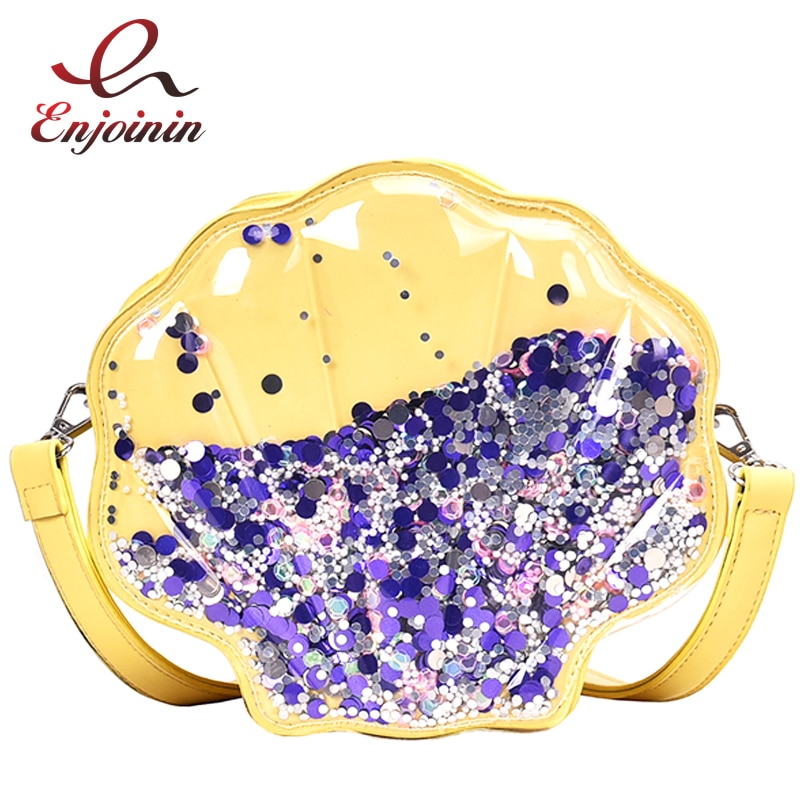Vloeiende pailletten schelpvorm casual meisjes schoudertas tote crossbody tas dames buidel handtas dagelijkse clutch tas