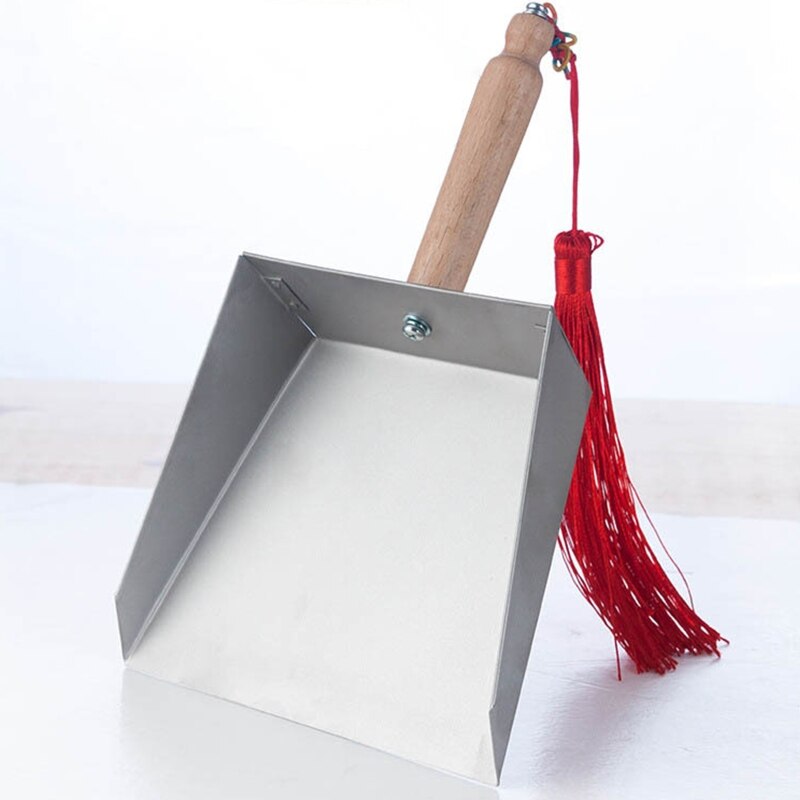 066E Mini Stainless Steel Dust Pan with Handle Cleaning Shovel Metal Cleaning Tool