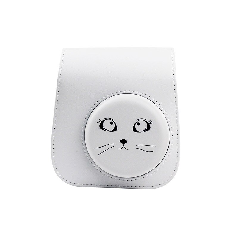 Für Fujifilm Instax Mini 11 9 8 transparent Kamera fallen Schutzhülle Tragen Tasche Abdeckung mit Schulter Gurt: Weiß-groß Auge Katze