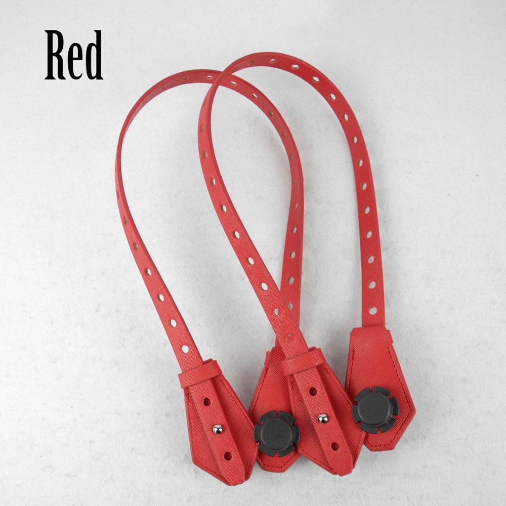 1 Pair Bidirectional Adjustable Length Flat Leather Belt Handle with Clasp for Obag Basket Bucket City Chic Women Handbag O Bag: red