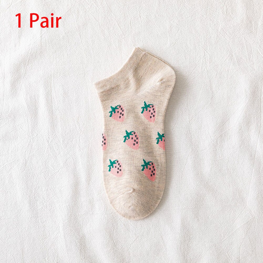 Calcetines con dibujos de frutas para mujer y niña, medias con fresas, coloridos, de encaje, para estudiantes: 1