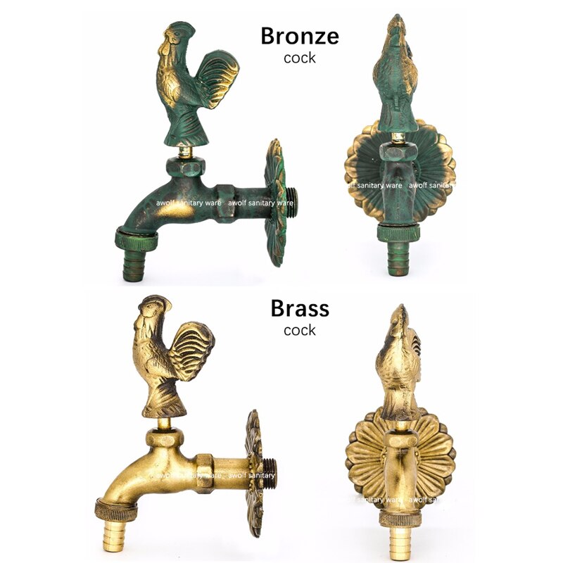 Garden Faucet Art Animal Shape Antique Countryside outdoor Wall Mounted Faucet Brass Washing Machine Cold Water Tap AF6136